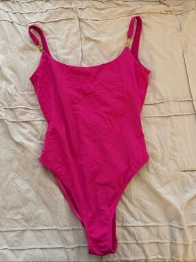 Versace Fuchsia One-Piece with Gold Medusa Tag